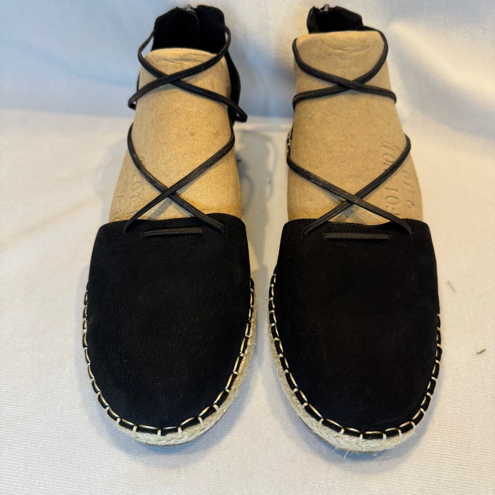 Eileen Fisher D'Orsay Womens 7.5 Espadrille Flats Black Leather New